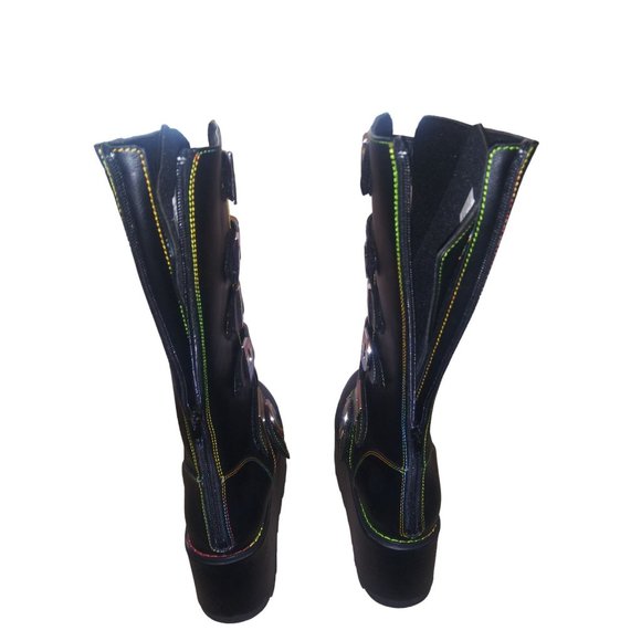 YRU Karma Hi PRIDE Rainbow Black Platform Boots Size 10 with Box HTF - Picture 6 of 13